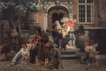 Obraz 'Flisacy na Piwnej" Stryowski, ze zbiorów Muzeum Gdańska
