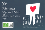 Plakat poziomy, szare tło. Z lewej strony tytuł wydarzenia, pod nim logo. Z prawej logo organizacji Bliźniemu Swemu, grafika.