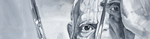 Fragment obrazu. W odcieniach szarości namalowana głowa Pabla Picasso patrzącego się w kieliszek.