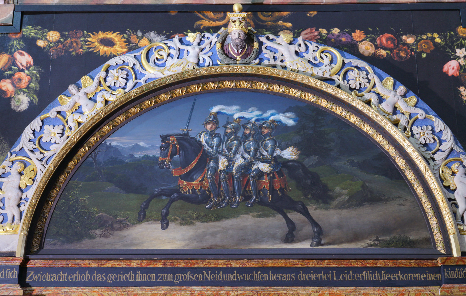 Obraz „Czterech synów Hajmona na koniu Bajardzie”. Autor: Carl F. Meyerheim. Znajduje się w ławie św. Rajnolda, na ścianie północnej.